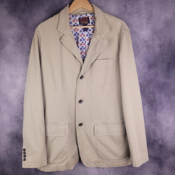 Cremieux Premium Denim tan chino indie sleaze distressed blazer - Picture 1 of 6